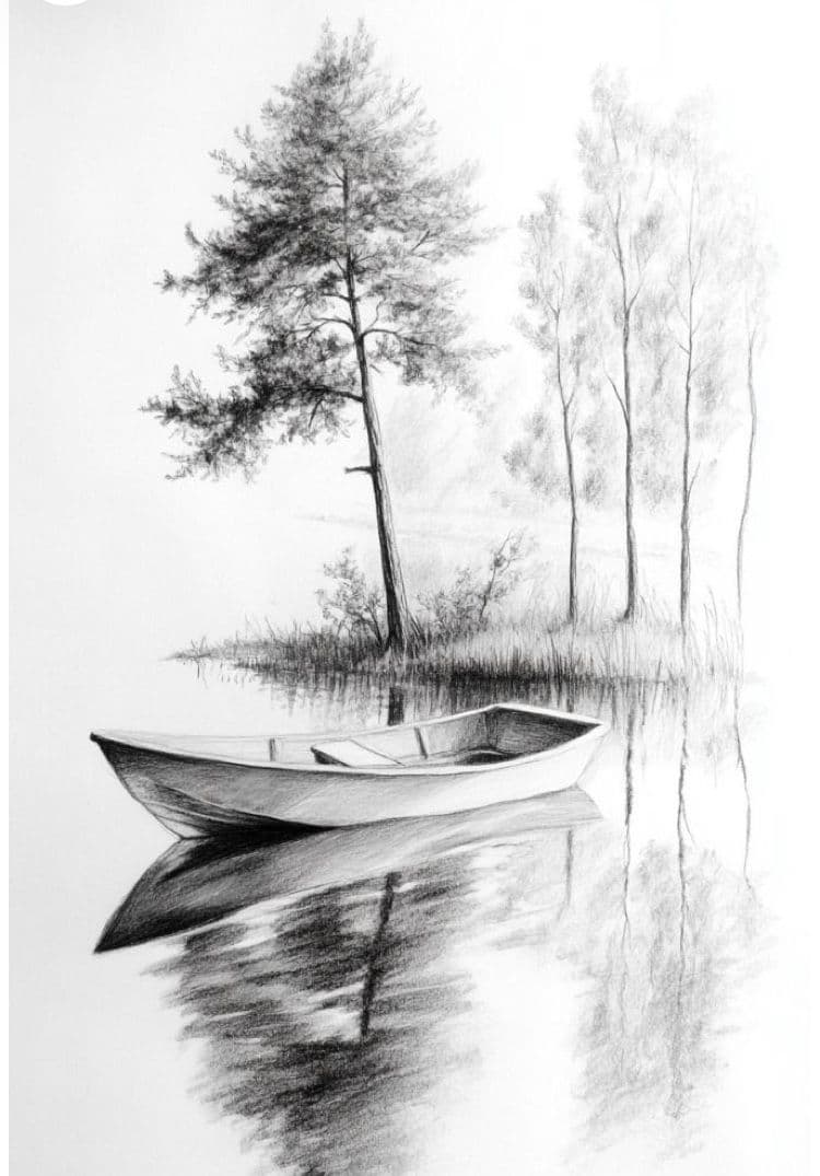 Boat on Lake sketch